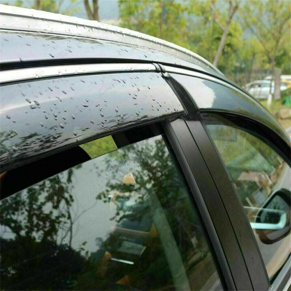 Fit 2019-2024 Toyota RAV4 Clip-On Chrome Trim Vent Window Visors Rain Sun Wind Guards Shade Deflectors