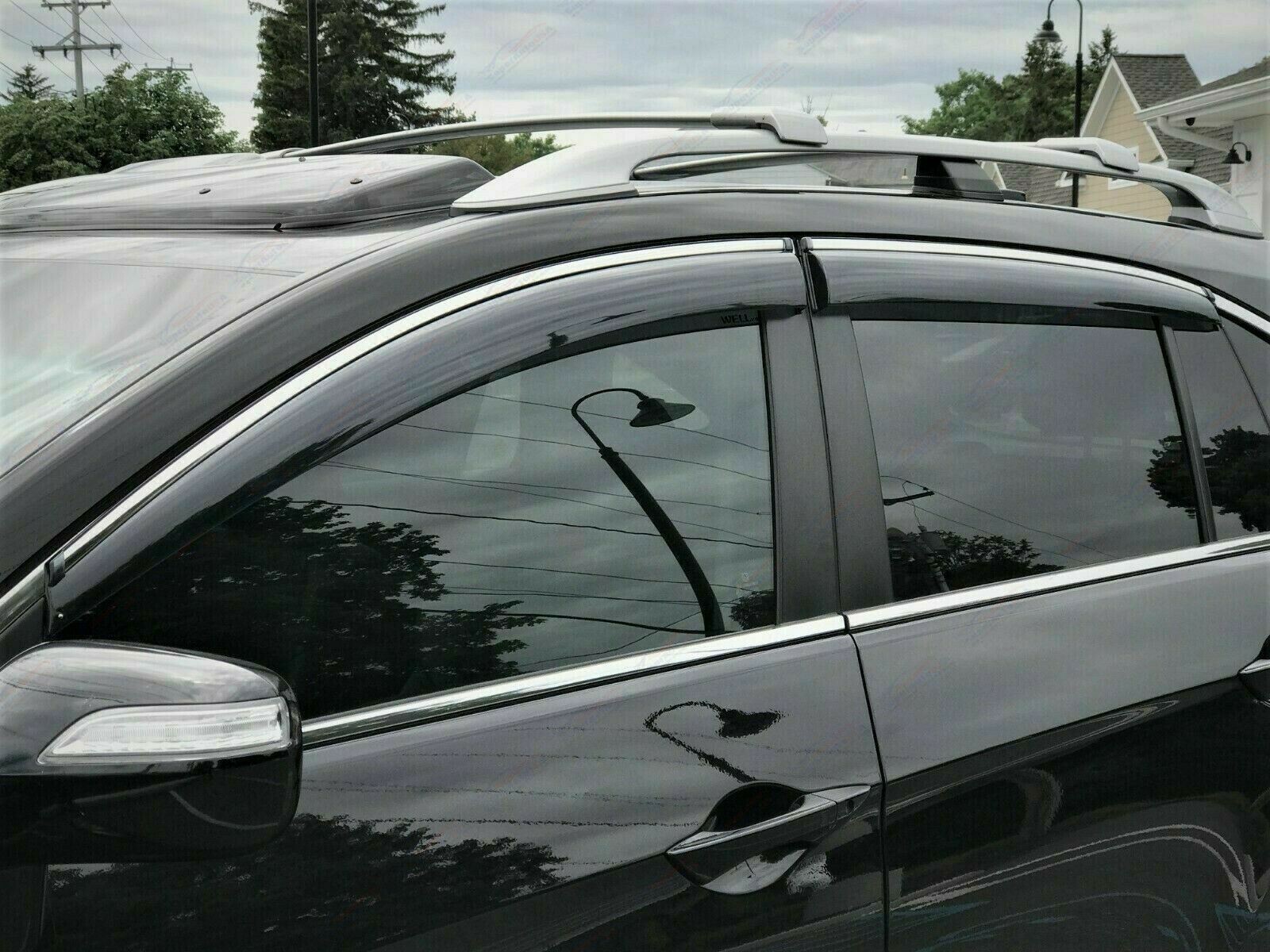 Ajuste 2019-2021 Acura RDX Clip-On Chrome Trim Vent Window Viseras Rain Sun Wind Guards Shade Deflectors