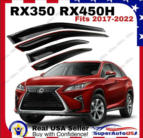 Se adapta a Lexus RX350 RX450h 2016-2022, viseras para ventanas con ventilación estilo Mugen 3D, protectores contra la lluvia, el sol y el viento, deflectores de sombra 