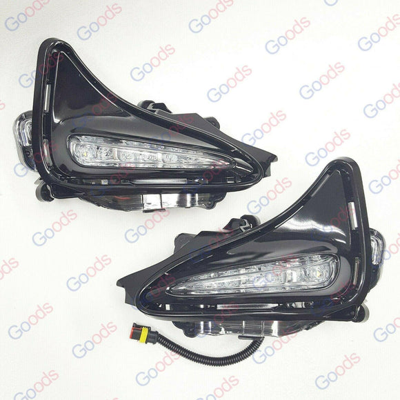 Fit 2017-2019 Toyota Corolla L LE XLE DRL Accent Front Fog Light LED Driving Lamp & Bezel