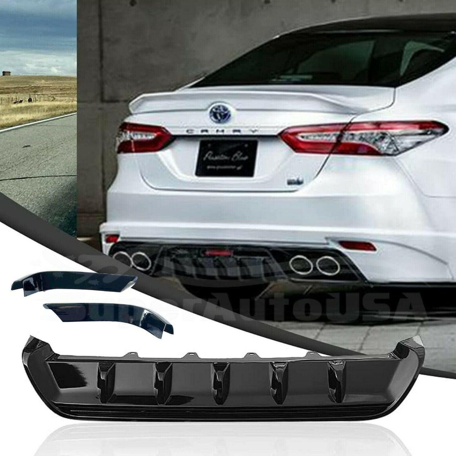 Juego de esquinas divisoras para difusor de alerón de parachoques trasero Toyota Camry TRD 2018-2022