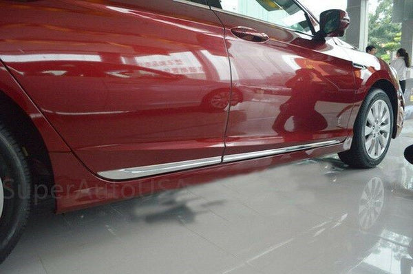 Fit 2013-2017 Honda Accord Side Body Door Molding Lid Cover Trim Plate Kit (Chrome, 4 pcs)