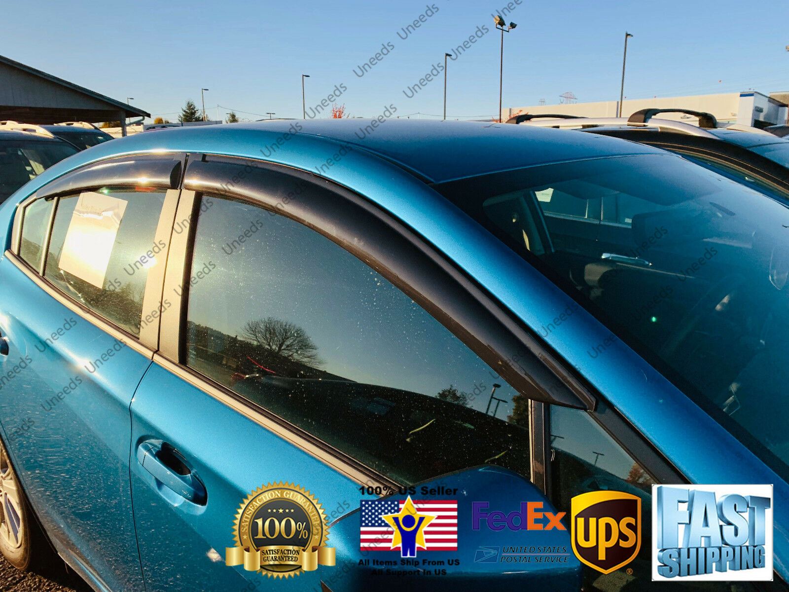Fit 2018-21 Subaru Impreza Sedan Out-Channel Vent Window Visors Rain Sun Wind Guards Shade Deflectors