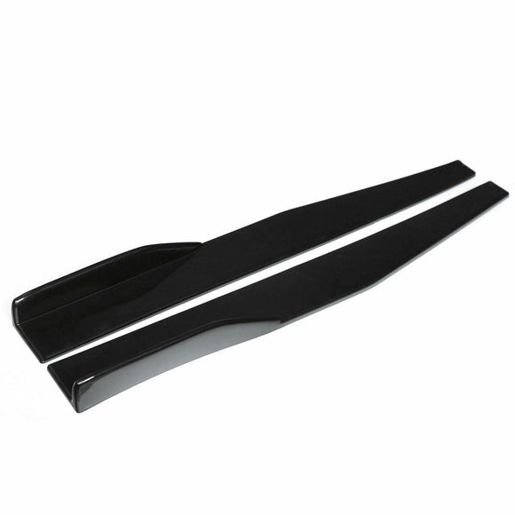 Universal Side Skirts Body Kit Rocker Panels Splitters Winglet Wings (Black, 2 pcs)