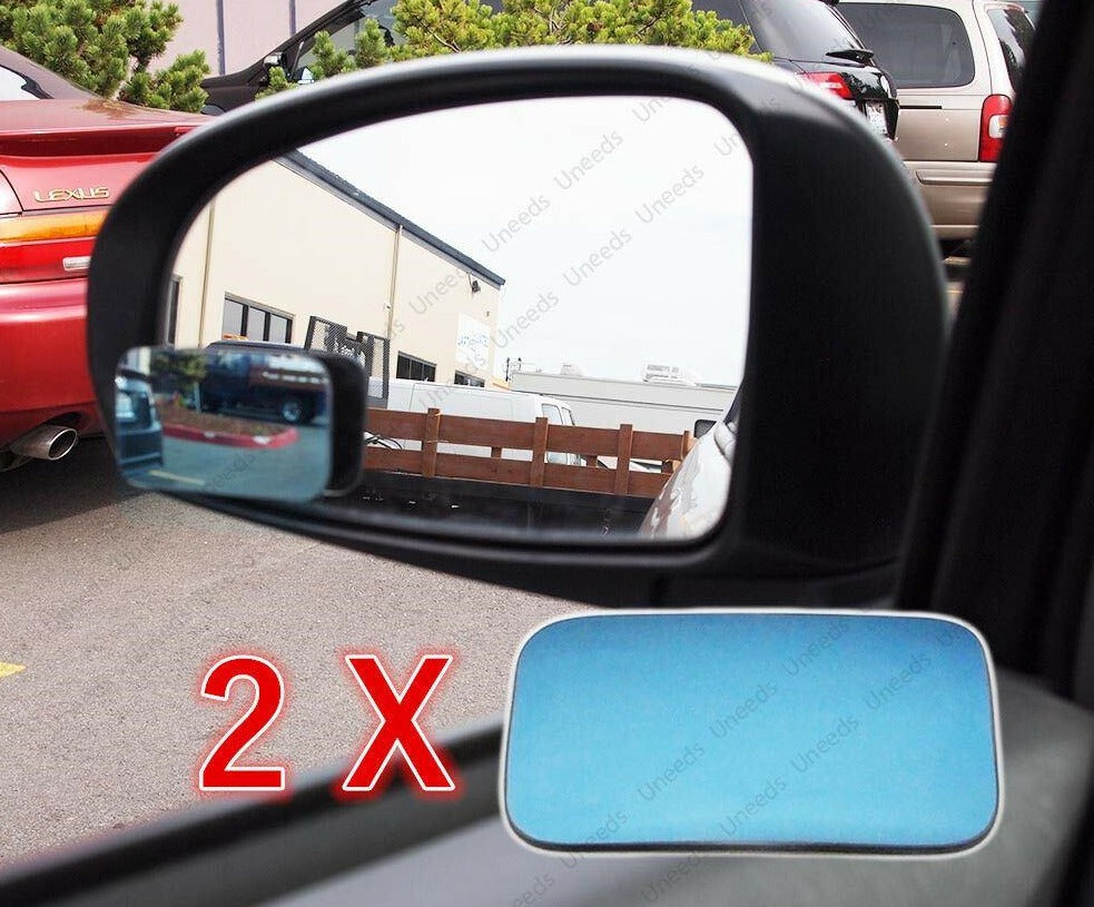 Universal 2 uds espejo de punto ciego azul gran angular vista trasera coche espejo lateral autoadhesivo - 0