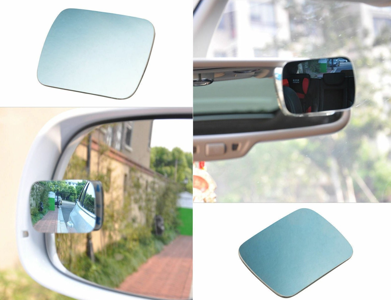 Universal 2PCS Blue Blind Spot Mirror Wide Angle Rear View Car Side Mirror Self Adhesive