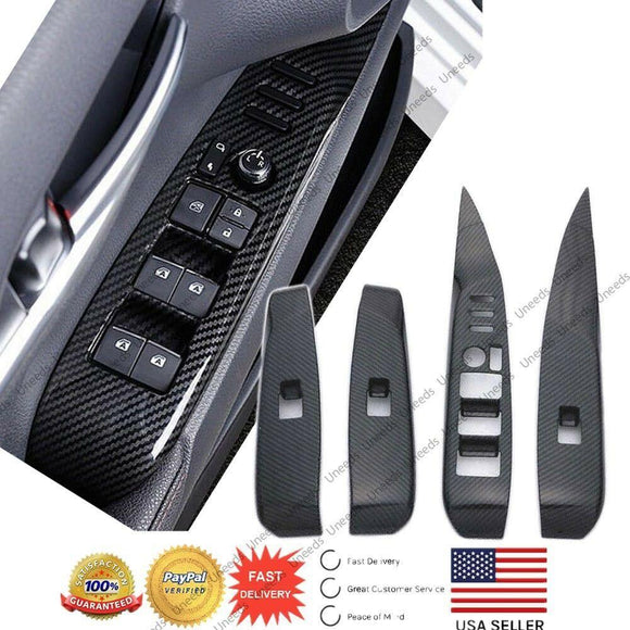 Fit 2018-2023 Toyota Camry Window Lift Switch Button Panel Cover Trim (Carbon Fiber Print)