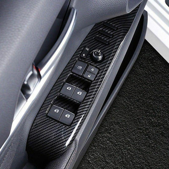 Fit 2018-2023 Toyota Camry Window Lift Switch Button Panel Cover Trim (Carbon Fiber Print)