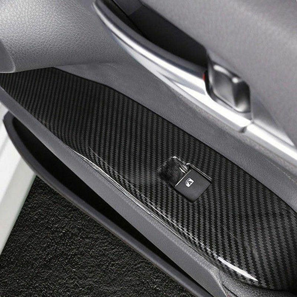 Fit 2018-2023 Toyota Camry Window Lift Switch Button Panel Cover Trim (Carbon Fiber Print)