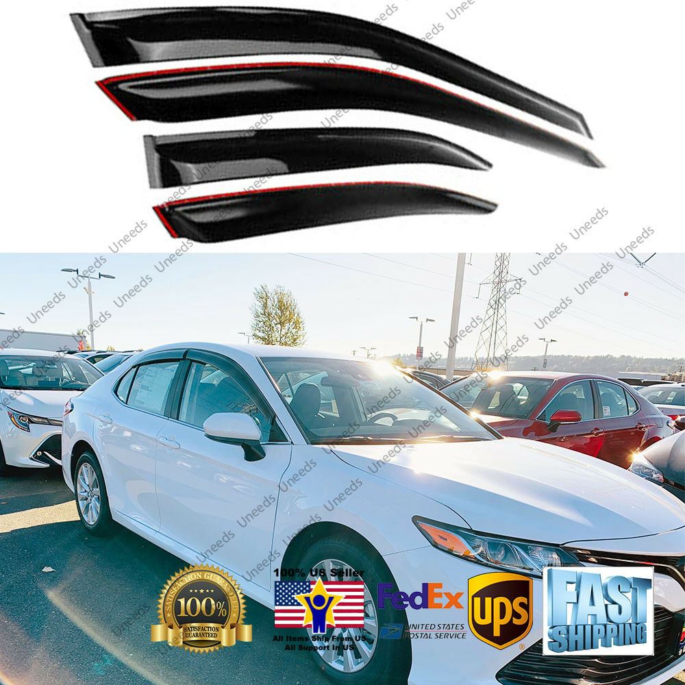Fit 2018-2023 TOYOTA CAMRY Out-Channel Vent Window Visors Rain Sun Wind Guards Shade Deflectors - 0