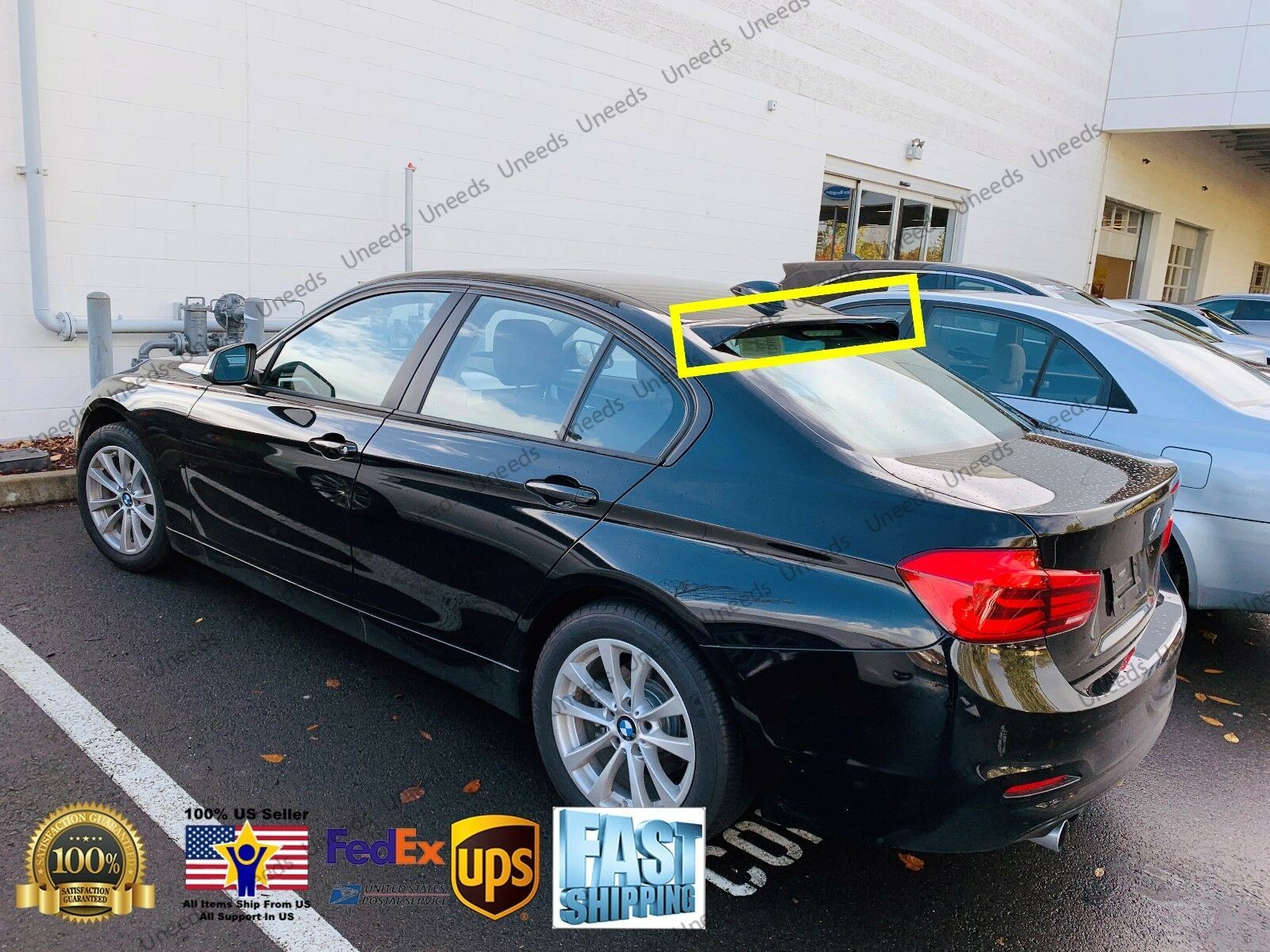 Ajuste 2012-2018 BMW Serie 3 F30 ABS negro techo trasero ventana visera Spoiler 3D JDM - 0