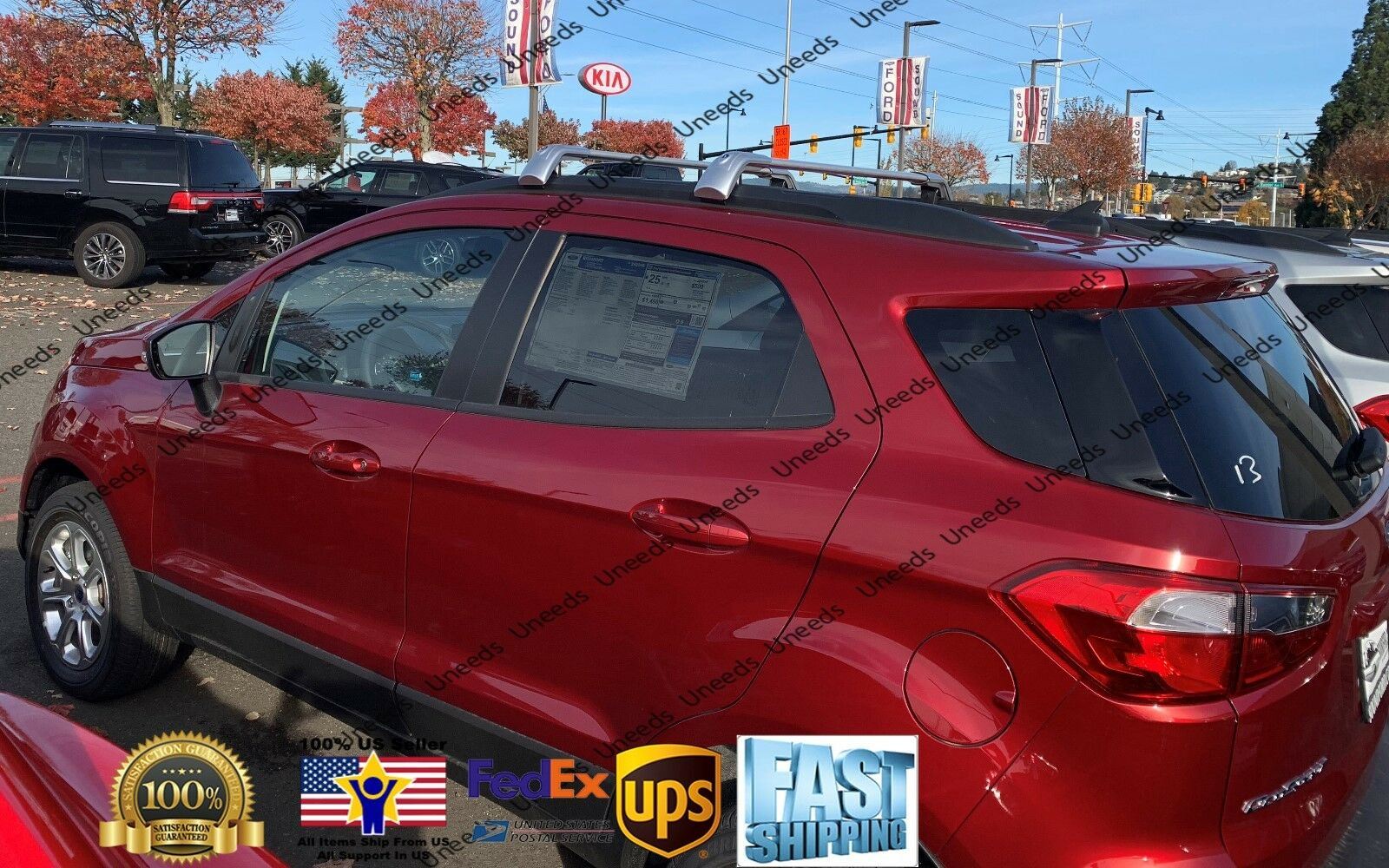 Roof Rack Cross Bar - Elegant Silver | Fits Ford EcoSport (2013-2020) |  SuperAutoUSA