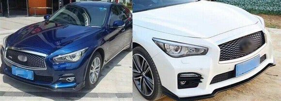 Se adapta al parachoques delantero y alerón divisor premium Infiniti Q50 Base 2014-2017 (negro brillante) 
