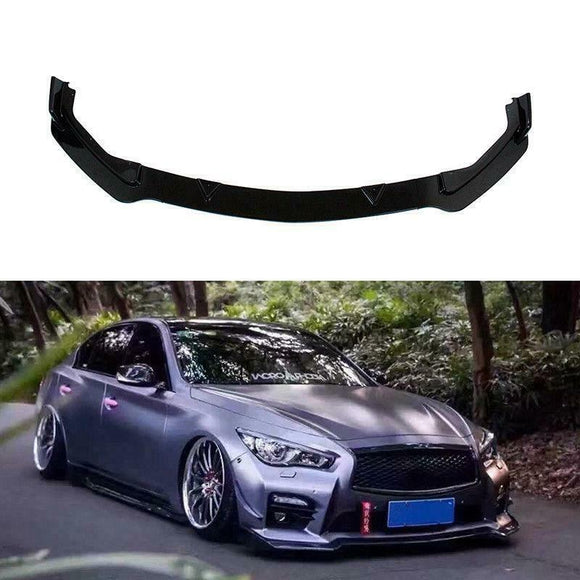 Fits 2014-2017 Infiniti Q50 sport Front Splitter Lip Spoiler (Glossy Black)