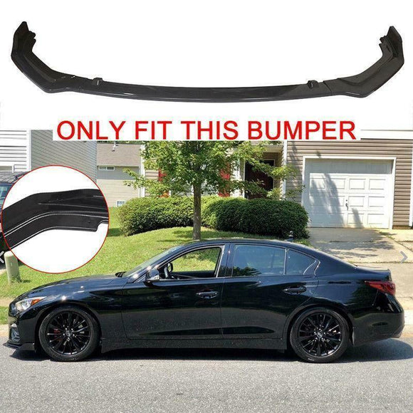 Fits 2014-2017 Infiniti Q50 sport Front Splitter Lip Spoiler (Glossy Black)