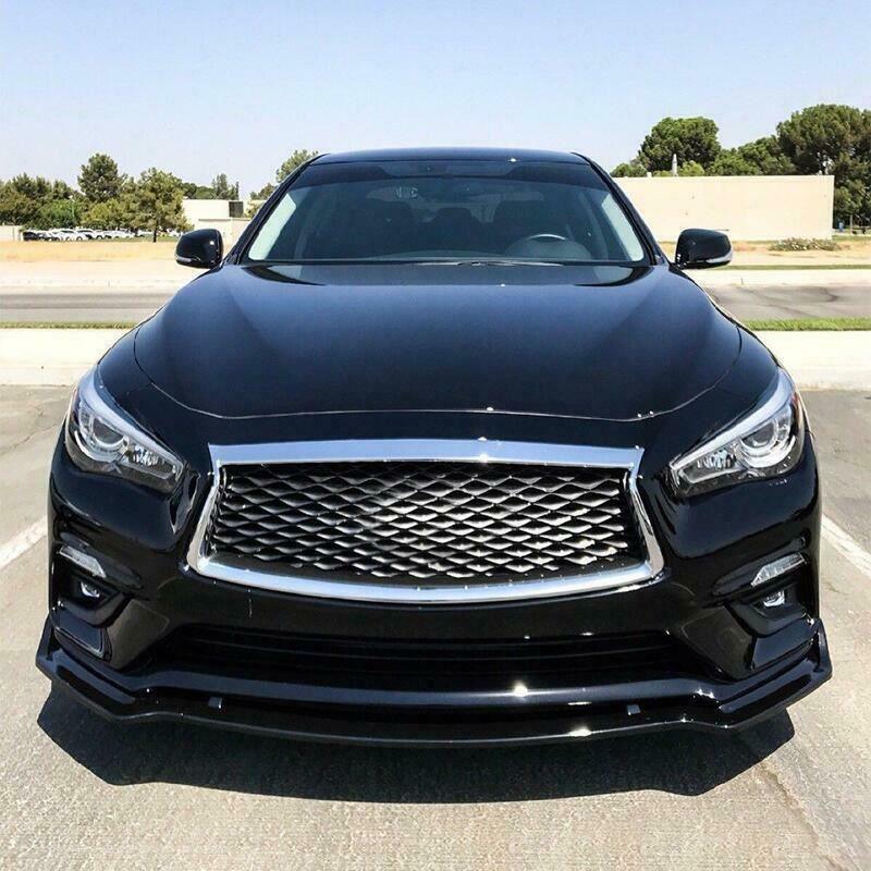 Gloss Black Front Bumper Lip Splitter For Infiniti Q50 Luxe/Base/Premium 2018-2024 (3-Piece Set)