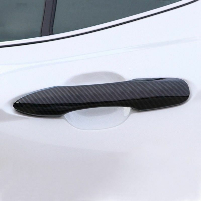 Fit 2016-2020 Toyota Prius Car Side Door Handle Cover Trim (Carbon Fiber Print, Smart Holes)