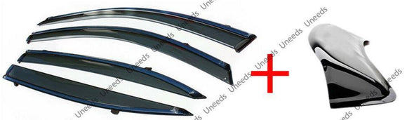 Fit 2018-2023 Honda Accord Chrome Trim Window Visors  & Rear Roof Spoiler
