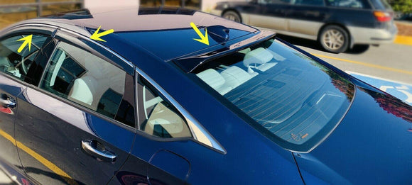 Fit 2018-2023 Honda Accord Chrome Trim Window Visors  & Rear Roof Spoiler