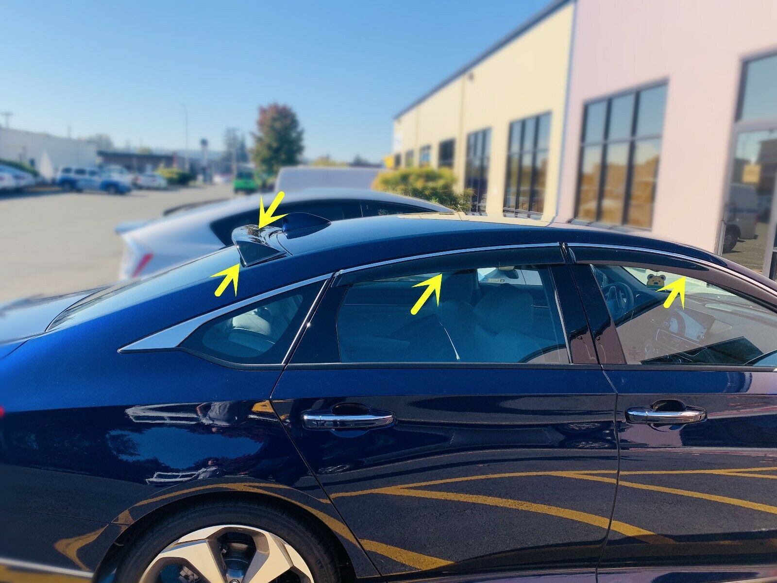 Fit 2018-2020 Honda Accord Chrome Trim Window Visors  & Rear Roof Spoiler-6