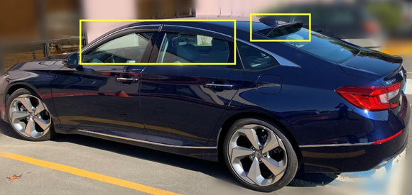 Fit 2018-2023 Honda Accord Chrome Trim Window Visors  & Rear Roof Spoiler