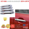 Fit 2014-2019 Toyota Highlander Door Handle Cover Molding ABS Trim (Carbon Fiber Print)