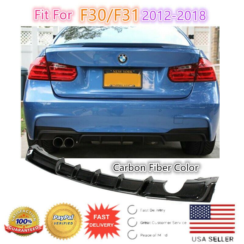 Fits 2012-2018 BMW F30 F31 M STYLE Left Single Exhaust Rear Bumper (Carbon Fiber Print)