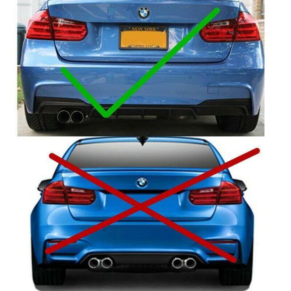 Fits 2012-2018 BMW F30 F31 M STYLE Left Single Exhaust Rear Bumper (Carbon Fiber Print)