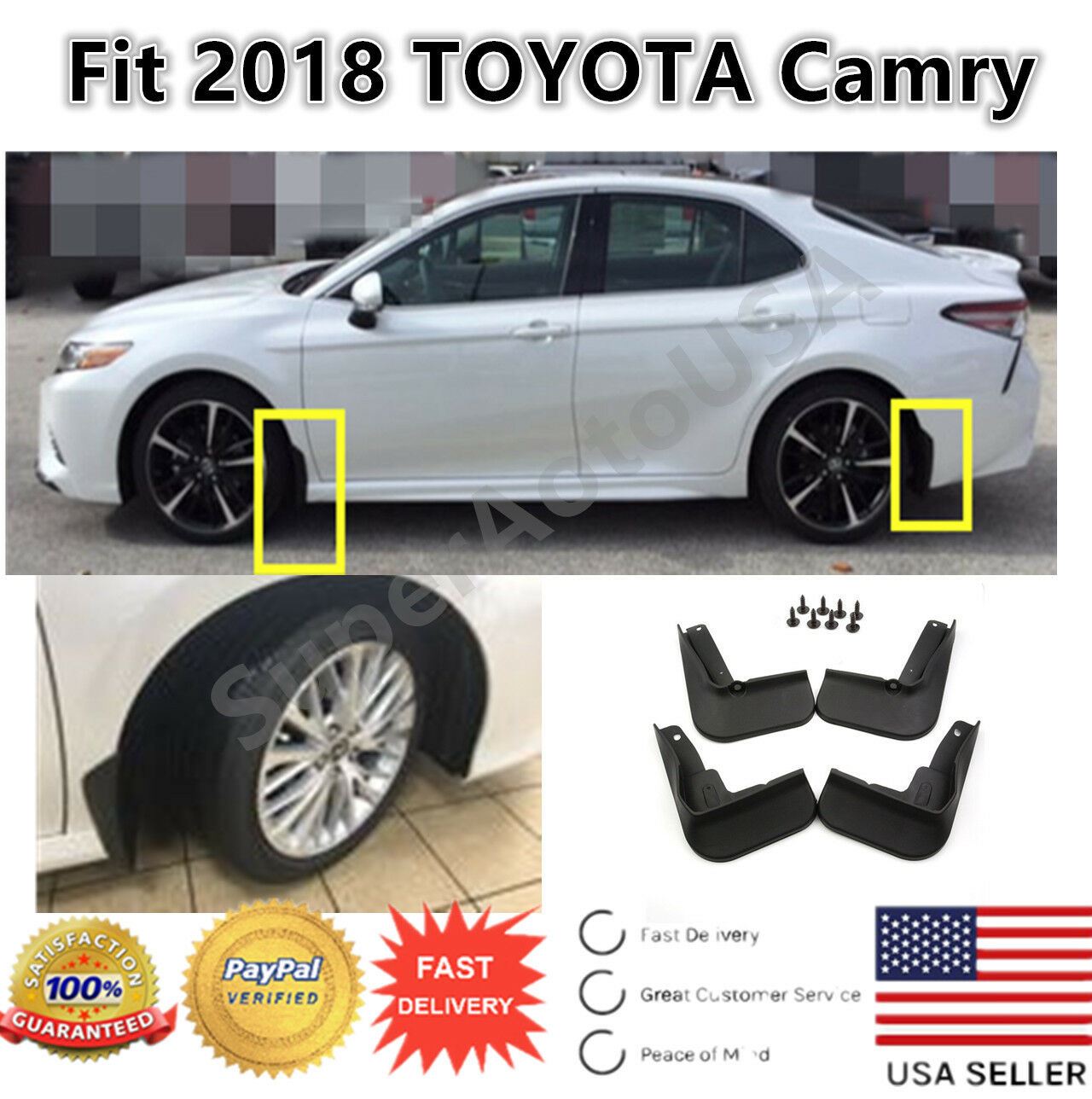 Ajuste 2018-2020 Toyota Camry LE Modelo Splash Guards 4 PCS Mud Flaps Guards Set - 0