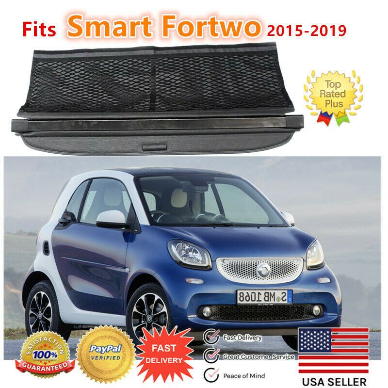 Fits 2015-2019 SMART Fortwo Rear Trunk Retractable Tonneau Cargo Cover (Black) - 0