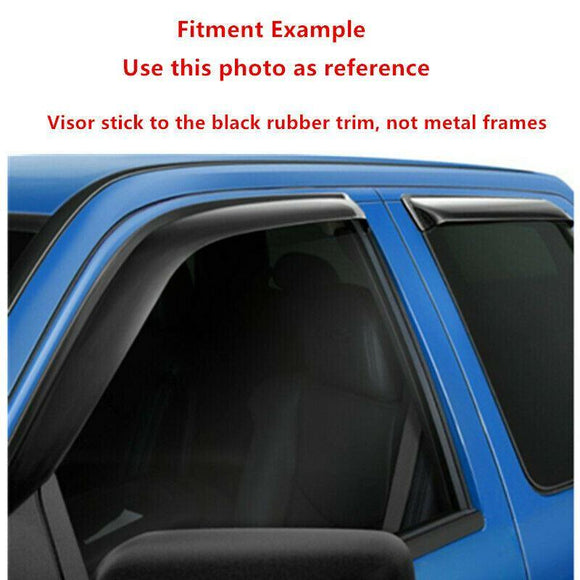 Fit 2016-2021 Toyota Tacoma Double Cab Out-Channel Vent Window Visors Rain Sun Wind Guards Shade Deflectors