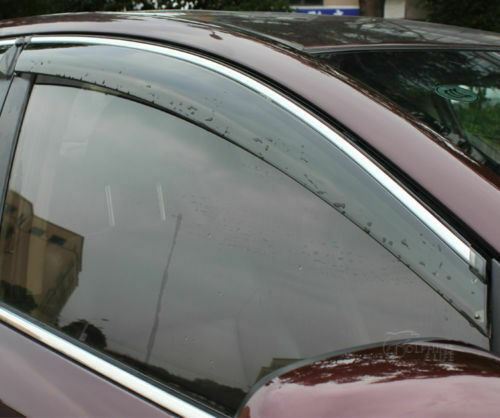 Ajuste 2012-2016 Honda CRV CR-V Clip-On Chrome Trim Vent Window Viseras Rain Sun Wind Guards Shade Deflectors - 0