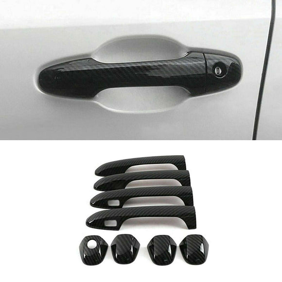 Fit 2016-2021 Toyota Tacoma Door Handle Covers (Carbon Fiber Print, Smart Holes)