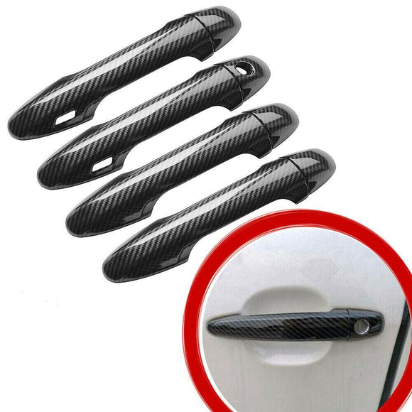 Fit 2016-2021 Toyota Tacoma Door Handle Covers (Carbon Fiber Print, Smart Holes)