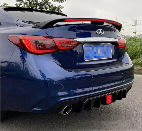Fits 2018-2021 Infiniti Q50 Rear Bumper Spoiler Diffuser (Gloss Black)