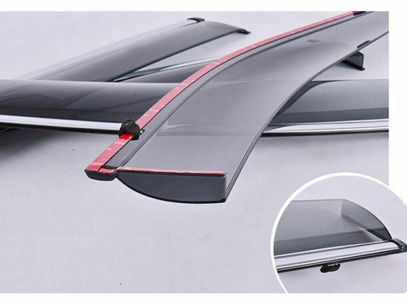 Fit 2019-2021 Subaru Ascent Clip-On Chrome Trim Vent Window Visors Rain Sun Wind Guards Shade Deflectors