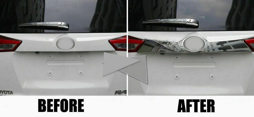 Se adapta a 2013-2015 Toyota RAV4 puerta trasera maletero tapa decoración pestillo cubierta moldura moldura (cromo)