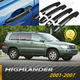 Fit 2001-2007 Toyota Highlander Door Handle Cover Trim (Carbon Fiber Print)