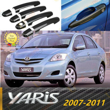 Embellecedor de manija de puerta compatible con Toyota Yaris 2007-2011 (impresión de fibra de carbono) 