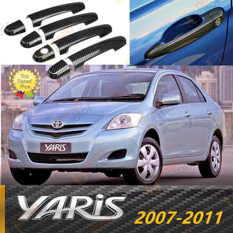 Fit 2007-2011 Toyota Yaris Door Handle Cover Trim (Carbon Fiber Print)