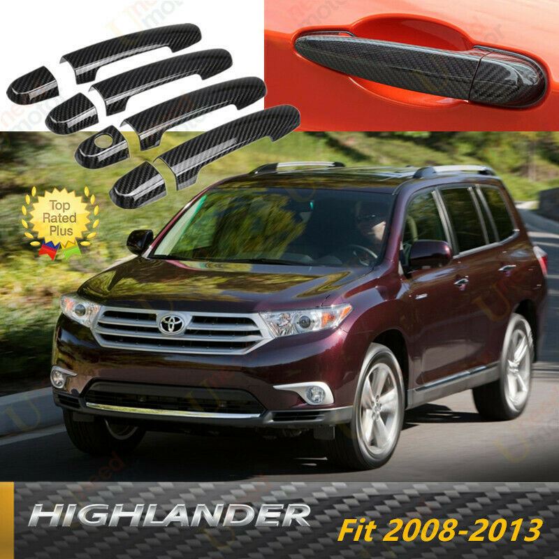 Fit 2008-2013 Toyota Highlander Door Handle Cover Trim Accessories (Carbon Fiber Print)