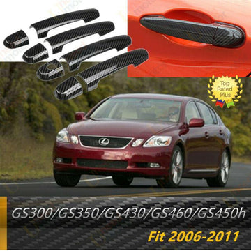 Cubierta de manija de puerta compatible con Lexus GS300, GS350, GS430, GS460 y GS450h 2007-2011 (impresión de fibra de carbono) 
