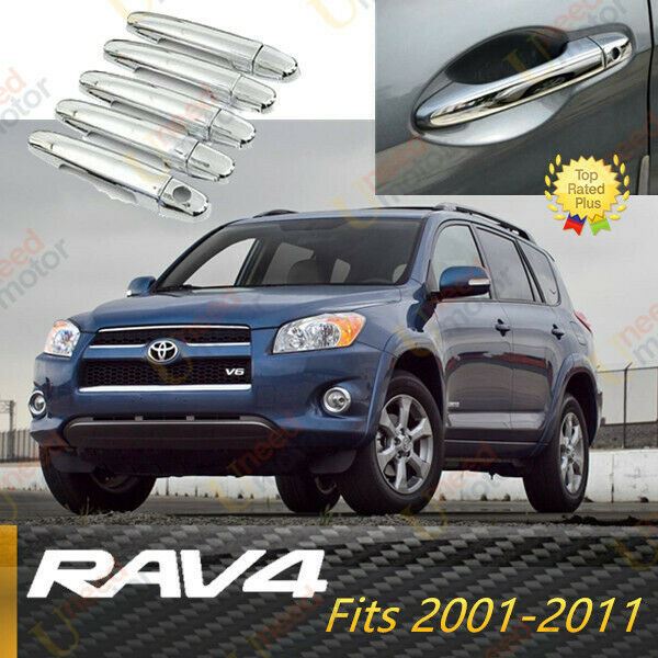 Fit 2001-2011 Toyota RAV4 Door Handle Cover Trims (Mirror Chrome, set of 5)-1