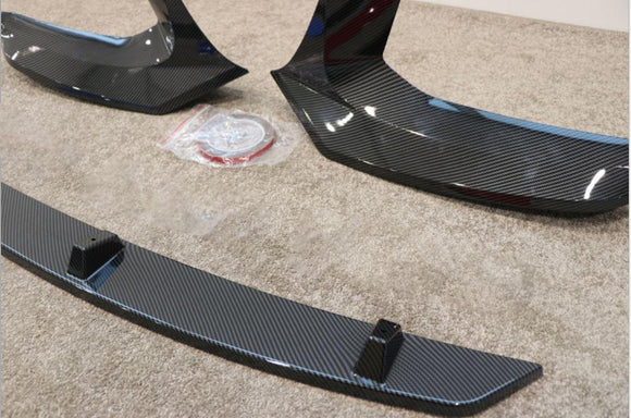 Fit 2017-2020 BMW G30 5 Series M Sport Front Bumper Lip Spoiler (Carbon Fiber Print)