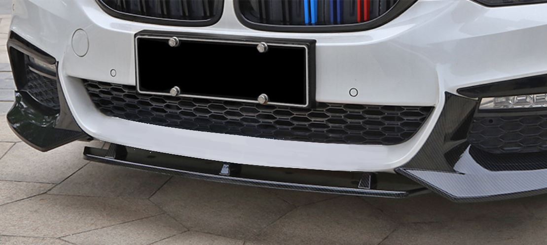 Fit 2017-2020 BMW G30 5 Series M Sport Front Bumper Lip Spoiler (Carbon Fiber Print)