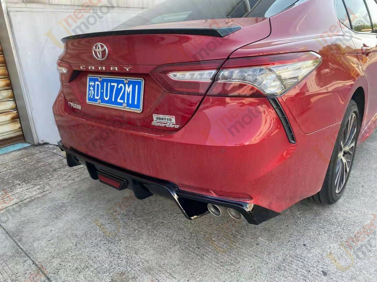 Fit 2018-2023 Toyota Camry Rear Bumper Lip Spoiler Lower Diffuser with LED Light