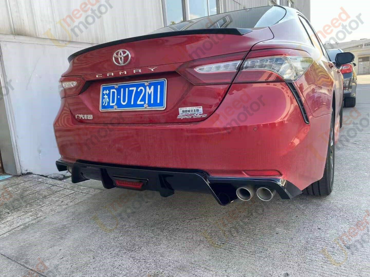 Fit 2018-2023 Toyota Camry Rear Bumper Lip Spoiler Lower Diffuser with LED Light