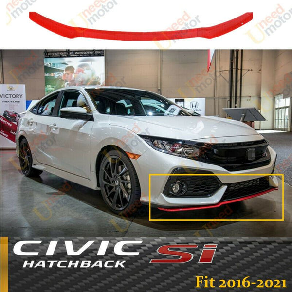 Fits 2017-2021 CIVIC Hatchback & Si HFP Front Bumper Lip Spoiler (Glossy Red)