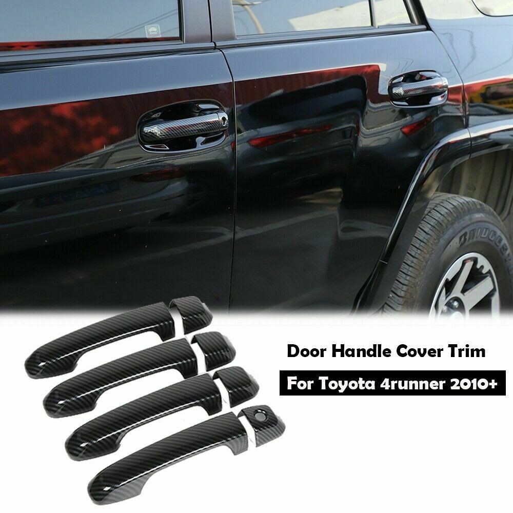 Fit 2010-2021 Toyota 4Runner Door Handle Covers Trim ABS Carbon