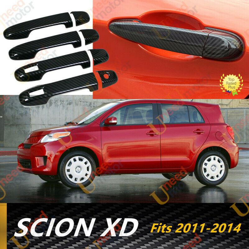 Fit 2011-2014 Scion xD Door Handle Cover Trim(Carbon Fiber Print, Smart Holes)